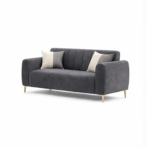 Image of Habibi Rich Velvet Suede 3+2 Seater Sofa Set | Spacious Soft Touch Comfort Seating | 5 Person Seating | Modern Living Room Sofa Set (Dark Gray)