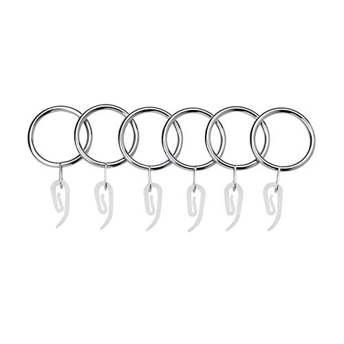 24 Set Metal Curtain Rings Drapery Curtain Hanging Rings with Plastic Hooks for Curtains and Rods 30 mm Internal Diameter