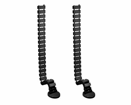 Image of Cable Management Kit, Adjustable Quad Entry Flexible Spine Wire Organiser, Desk Cord Snake System for Home Office, Computer, TV and Workstation (17 Cord Snake - Black (Pack of 2))