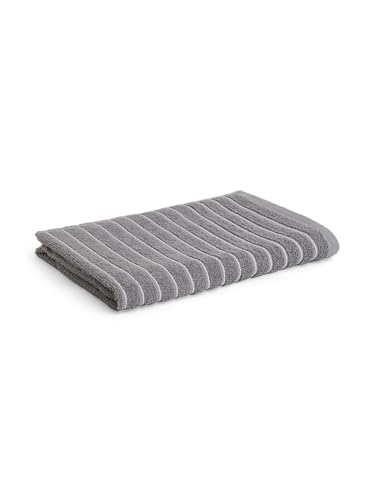 Image of Welspun 100% Cotton Large (70 Cm X 150 Cm) | 250 GSM Dobby Solid Bath Towel (Gunmetal Grey)- 2-in-1