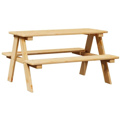 vidaXL Table avec bancs pour Enfants iRun 90x79,5x50 cm Bois Massif, Bureau Debout, Table Debout, Table Basse, Bureau, Table à écrire