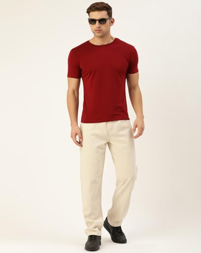 Image of BENE KLEED Men MID-Rise White Solid Pure Cotton Jeans