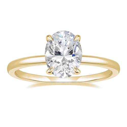 Women Engagement Ring - Elegant Oval Cut Solitaire Cubic Zirconia CZ Wedding Promise Band Perfect for Her Special Day