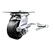 Heavy Duty Large Top Plate Polyolefin Swivel Caster w/4" x 2" Black Wheel & Side Lck Brake and Bolt on Swivel Lock - 500 lbs Capacity/Caster - Service Caster Brand