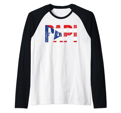 Bandera de Puerto Rico Día del Padre Patriótico Orgullo puertorriqueñ Camiseta Manga Raglan