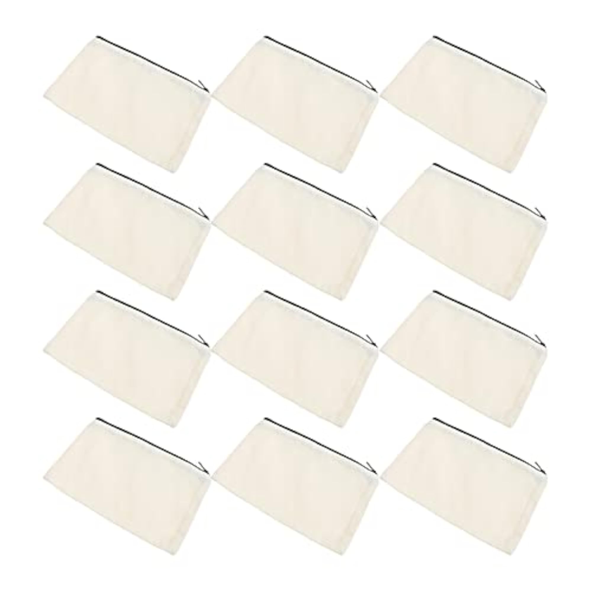 12pcs Canvas Cosmetic Bag Zipper Makeup Pouch Blank DIY