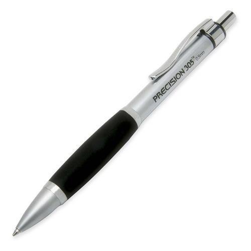 Skilcraft 7520-01-565-4875 Precision 305 Mechanical Pencil - 0.5 mm Lead Size - Silver Barrel, Black Barrel - 6 / Pack