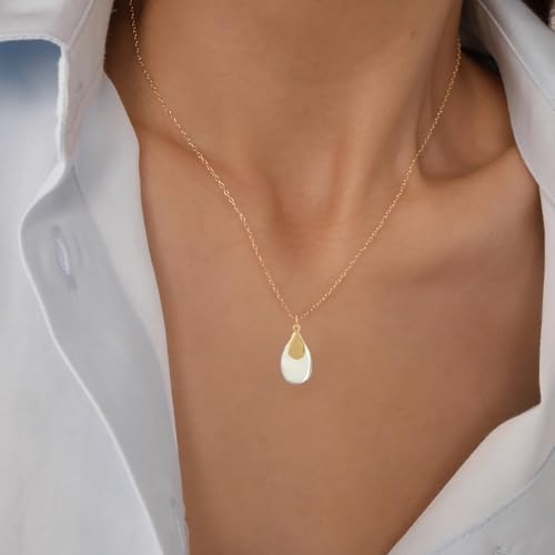 Jojomina Mixed Metal Necklace Gold and Silver Two Tone Jewelry for Women Dainty Teardrop Pendant Necklaces for Mom3