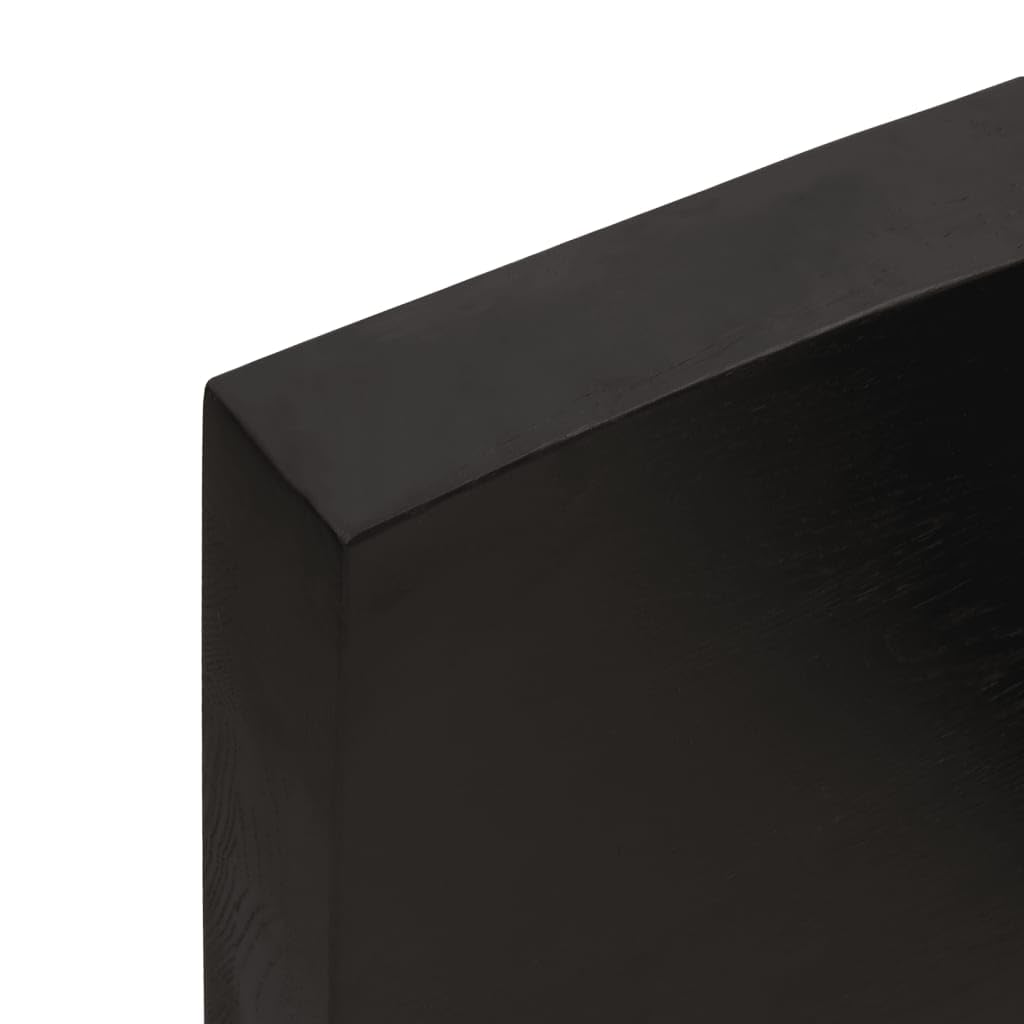 Piano per lavabo in legno massiccio di quercia, marrone scuro, 60 x 60 x (2-6) cm, con bordo naturale, piano di lavoro da cucina, per ristrutturazione e costruzione di mobili