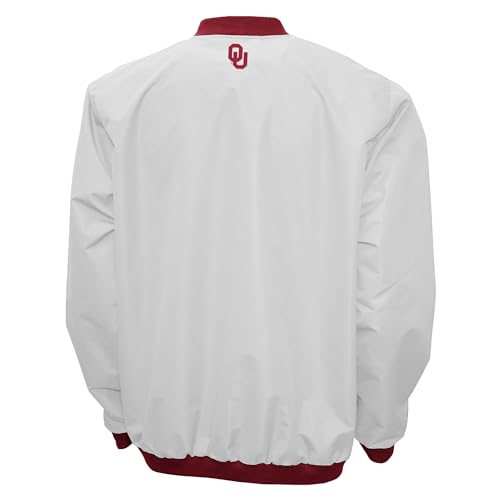 2Bhip NCAA Oklahoma Sooners Adult White Lightweight V-Neck Windbreaker Wind Shirt Pullover Jacket For Men2