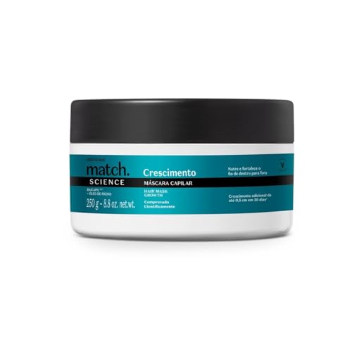 Máscara O Boticário Match Science Crescimento 250g - Fortalecedor de Fios e Auxiliar no Crescimento Saudável