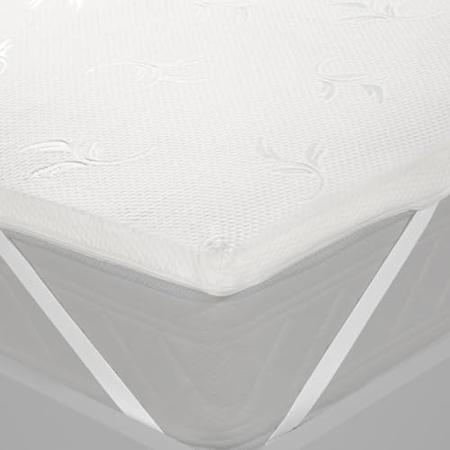 Caleffi Topper Viscoelástico para Colchon 4 cm – Sobrecolchon Transpirable y Ergonómico con Funda Lavable y Bandas Elásticas – Cubre Colchon para Dormir Mejor – Toper Colchon