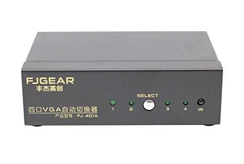 FJGEAR 4 Port Auto VGA Switch with IR Remote Control, 1 Monitor
