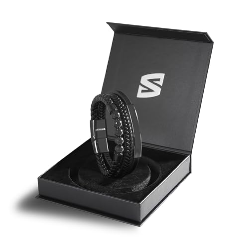 Image of SERASAR Premium Leather Bracelet Men | Stainless Steel Magnetic Clasp | Three Colors | Jewelry Box Included