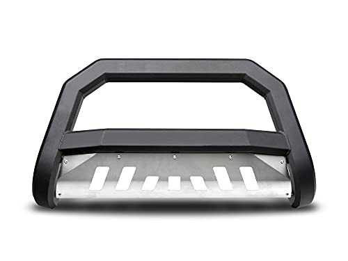 Image of Armordillo 7174320 AR Series Bull Bar Bumper Guard - Matte Black with Aluminum Skid Plate Fits 2010-2018 Dodge Ram 2500 /3500