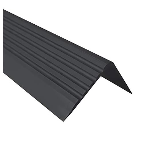 Nez de marche profilé d'escalier, PVC, adhésif et antidérapant, noir, 50x42, 80cm, RGP