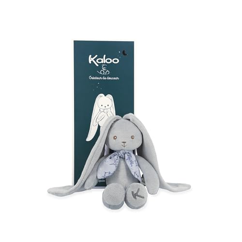 KALOO - Lapinoo - Peluche Conejo - Peluche Bebe Jersey y Punto - 25 cm - Color Azul - Materiales Muy Suaves - Caja de Regalo - Desde el Nacimiento, K969939