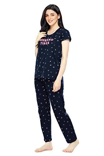 Image of ZEYO Women's Cotton Cactus Printed Night Suit Set of Top & Pajama Set 5293 (Available in Plus Size)