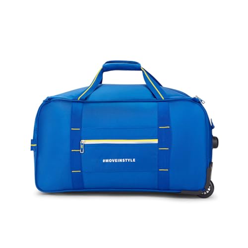 Image of Skybags Muse 46 Liters Polyester 58 cm Medium Size | Stylish Duffel Trolley Bag with Two Wheels, Two Stage Push Button | Premium Zipper, Travel Bag | 3-Year International Warranty - Unisex (Blue)