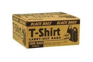1000ct BLACK T-Shirt Bags Perfect for Groceries