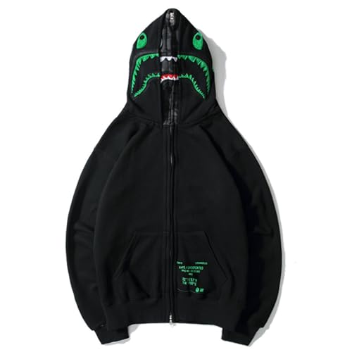 FDTURES Popular Japonés Bap Shark Head Camuflaje Bordado Cremallera Chaqueta con Capucha De Terciopelo Al por Mayor Transfronterizo-color1||XL