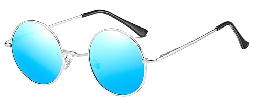 LHSDMOAT Retro Runde Polarisierte Sonnenbrillen 60er/70er Jahre Herren Damen – Lennon Style, Hippie & Karneval Design für Autofahren & Reisen