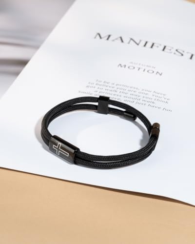 Pulsera cruz ajustable para hombres con tarjeta bíblica de oro miniatura 4