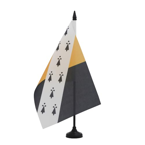 AZ FLAG - Drapeau De Table Comté de Norfolk Nouveau 21x14 cm - Petit Drapeau De Norfolk De Bureau 100% Polyester Avec Hampe De 25cm Et Socle En Plastique Noir