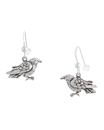 Jewelry Trends Sterling Silver Celtic Crow Black Bird Dangle Earrings