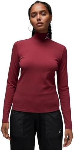 Nike Jordan Flight Women's Mock Neck Long-Sleeve Top (as1, Alpha, s, Regular, Regular, Cherrywood Red/Cherrywood Red)