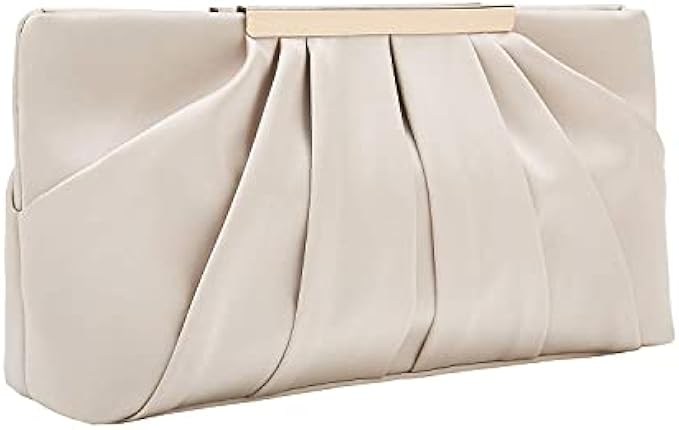 CHARMING TAILOR Clutch Evening Bag Elegant Pleated Satin Formal Handbag Simple Classy Purse for Women