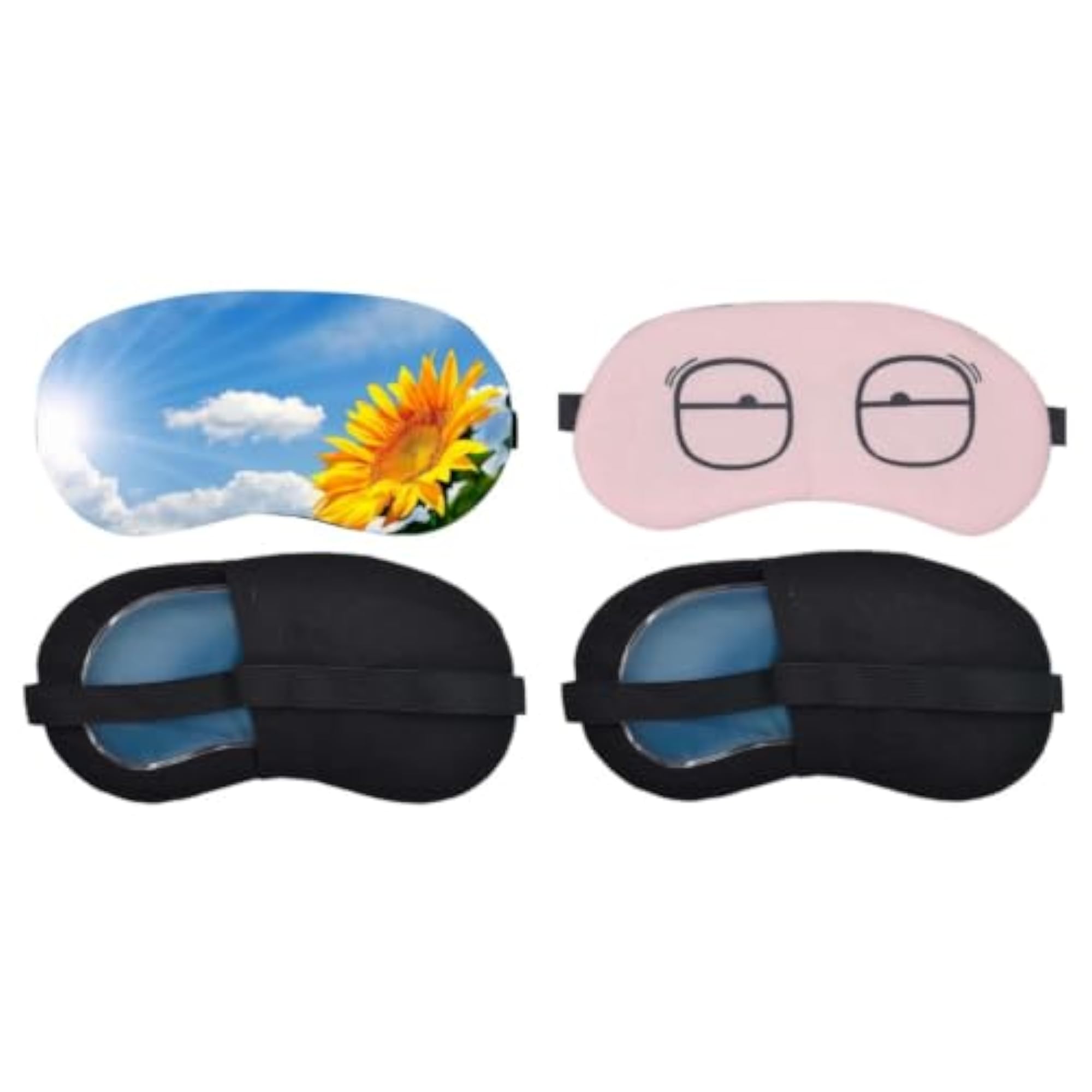 Blue Sky Floral Print Soft Fabric Eye Mask Combo Pack of 2