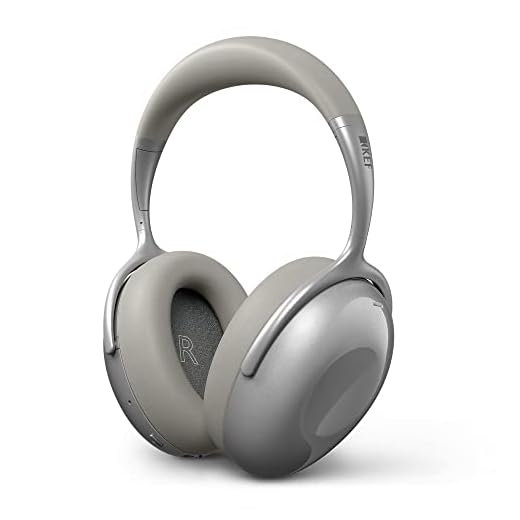 KEF Mu7 Kabelloser Kopfhörer mit aktiver Geräuschunterdrückung, Silver Grey