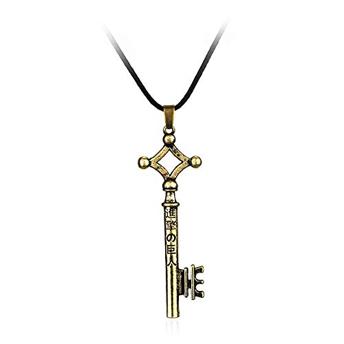 Attack on Titan Eren Jaeger Key Pendant Necklace Gold Metal Black Leather Attack on Titan Shingeki No Kyojin Eren's Key Necklace