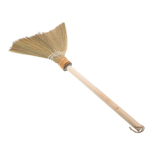 KICHOUSE Kleiner Kinderbesen aus Stroh mit Holzgriff Leichter und Dekorativer Kehrbesen für Wohnzimmer und Garage Weiche Bambusborsten Schonen Boden