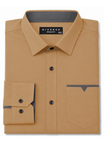 Image of Diverse Men's Cotton Blend Shirt with Pocket Design Spread Collar Full Sleeves Regular Fit and Standard Length | Comfortable Cotton Casual Shirt for Man