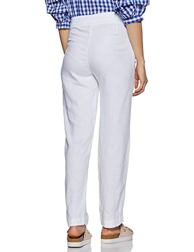 Image of Marks & Spencer Linen Blend Women's Solid High Rise Regular Fit Trouser
