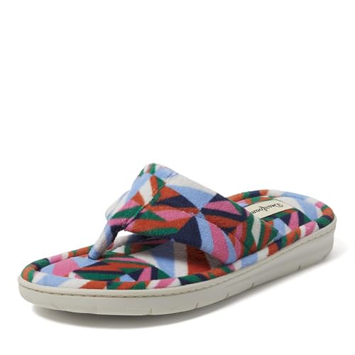 Image of Dearfoams Women's Melanie Colorblocked Microfiber Terry Thong Slipper