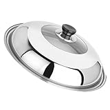 STOBAZA Tapa Metálica para Sartén de Resistente al Calor con de Vidrio Transparente Compatible con Ollas y Wok Fácil de Limpiar y Multifuncional para Cocinar Cocina