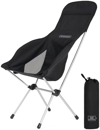 TSE HC100 Silla de campamento, silla plegable ligera de 3.36 libras con soporte para tazas, portátil y fácil de transportar para campamento, playa,