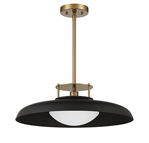 Savoy House 7-1690-1-143 Gavin 1-Light Pendant In Matte Black With Warm Brass Accents (20" W X 8" H) #TOP1