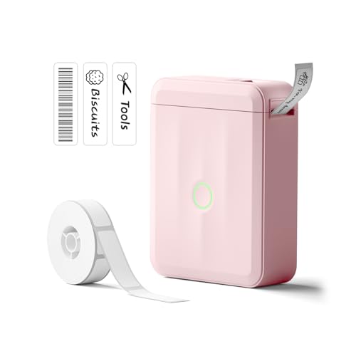 NIIMBOT Label Maker Machine Bluetooth Label Printer for School Home Office Organization, Wireless Mini Labeler D110 Upgraded Version, Label Machine with 1 Label Tape, Pink