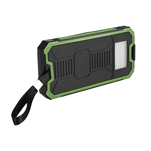 Solar Power Bank, 20000 MAh Portatile 2 Uscite Porte USB Ricarica Rapida Solare, Wireless Power Bank Ricarica Rapida Caricabatterie per Cellulare con Torcia per Campeggio, Escursionismo, Viaggi(Verde)