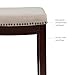 Linon Linen Backless Claridge Stool, Counter Height, Beige & Dark Walnut