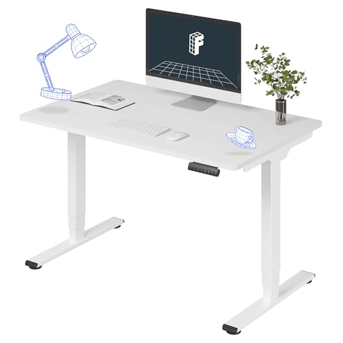 Image of FLEXISPOT E6 3-Stage Dual Motor Electric Standing Desk 48 x 30 Sit Stand Up Desk, Holds 220 lbs, Adjustable Height w /Memory Presets, One-Piece White Desktop & White Frame, Ships in 2 Boxes