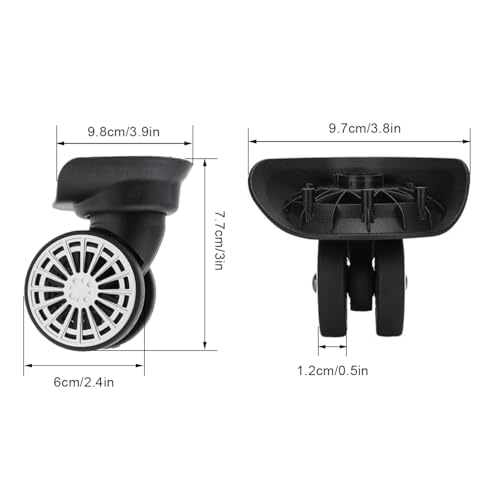 Suitcase Luggage Wheel Casters Replacement, 1 Pair A60 Universal Swivel Suitcase Luggage Mute Casters Replacement Wheels with Luggage Dual Wheels Spinner 9.8x9.7cm/3.9x3.8in (A60 Model Wheel)2