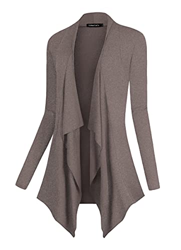 Image of Urban CoCo Women's Drape Front Open Cardigan Long Sleeve Irregular Hem