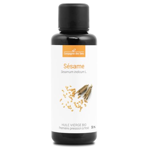 SÉSAMO - 50 mL - Aceite Vegetal Orgánico - 100% Puro, Natural, Virgen y Certificado Cosmos - Botella en Vidrio