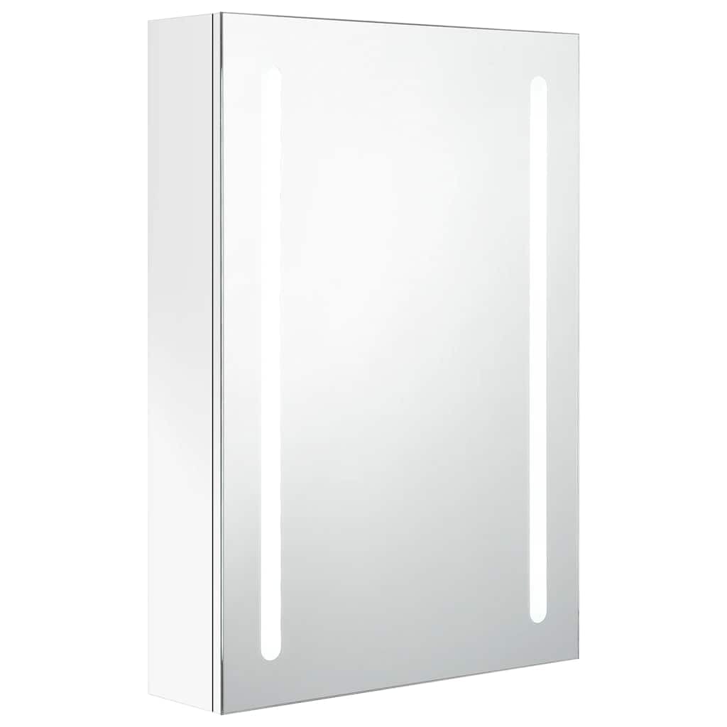 vidaXL Szafka łazienkowa z lustrem i LED, lśniąca biel, 50x13x70 cm
