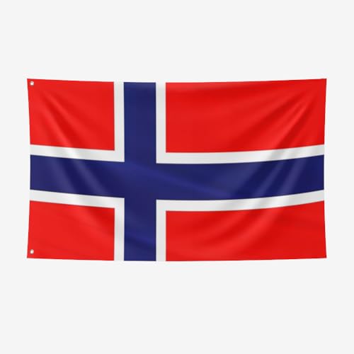 Nacilerto Norway Flag 3x5FT Vivid Colors Double Stitched Sturdy 100D Polyester Norwegian Nordmann National Flags with 2 Brass Grommets for Indoor Outdoor.